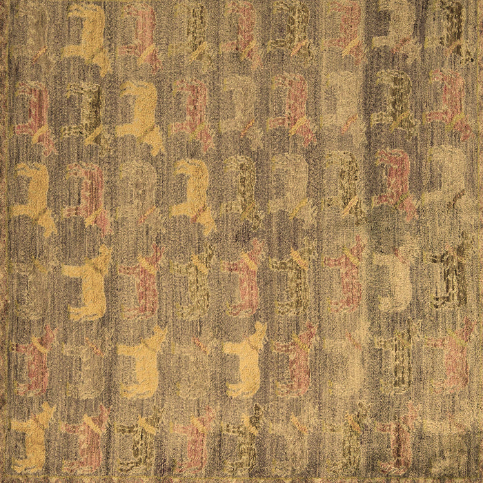 Square Abstract Brown Modern Rug, abs4988brn