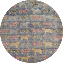 Round Abstract Sandstone Brown Modern Rug, abs4988