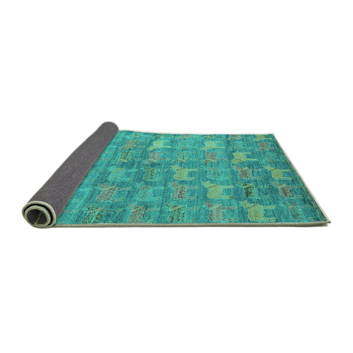 Sideview of Abstract Turquoise Modern Rug, abs4988turq