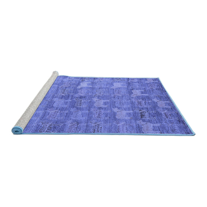 Sideview of Machine Washable Abstract Blue Modern Rug, wshabs4988blu