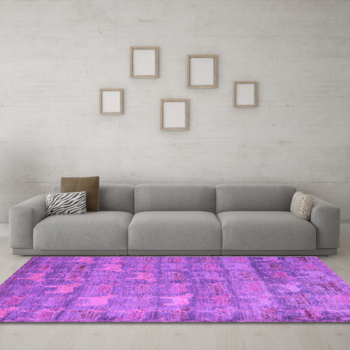 Machine Washable Abstract Purple Modern Area Rugs in a Living Room, wshabs4988pur