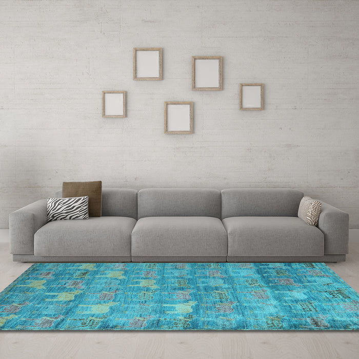 Machine Washable Abstract Light Blue Modern Rug in a Living Room, wshabs4988lblu