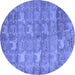 Round Machine Washable Abstract Blue Modern Rug, wshabs4988blu