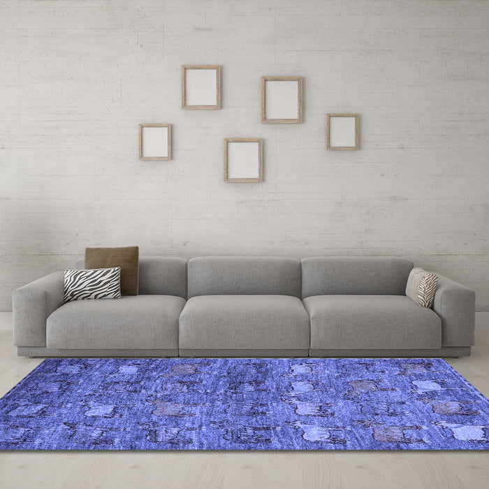 Machine Washable Abstract Blue Modern Rug in a Living Room, wshabs4989blu
