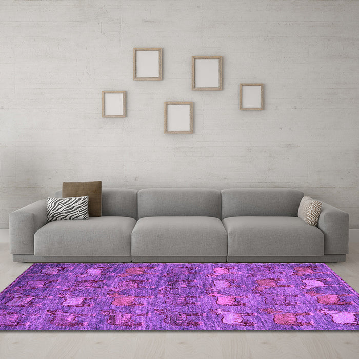 Machine Washable Abstract Purple Modern Area Rugs in a Living Room, wshabs4989pur