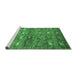 Sideview of Machine Washable Abstract Emerald Green Modern Area Rugs, wshabs4989emgrn