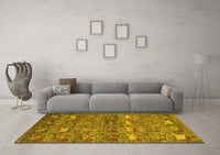 Machine Washable Abstract Yellow Modern Rug, wshabs4989yw