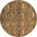 Round Abstract Brown Modern Rug, abs4989brn