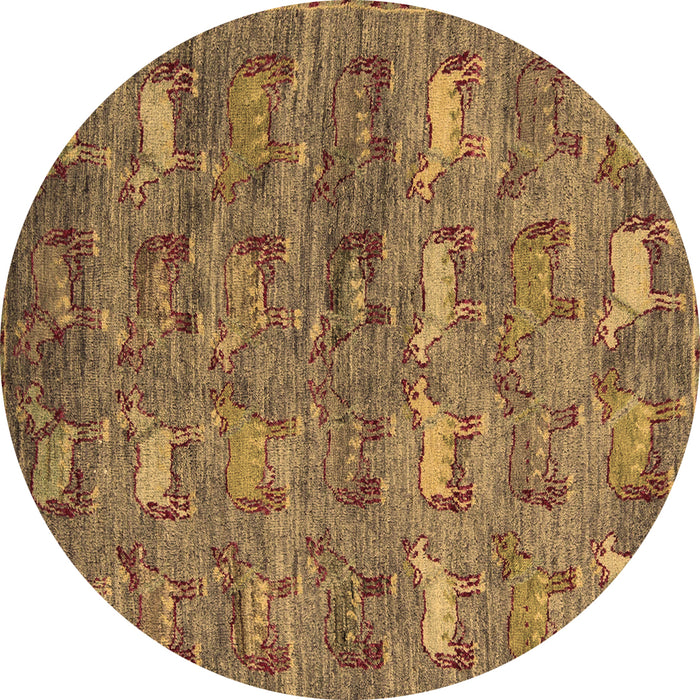 Round Machine Washable Abstract Brown Modern Rug, wshabs4989brn