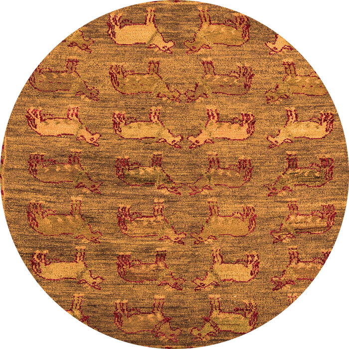 Round Abstract Orange Modern Rug, abs4989org