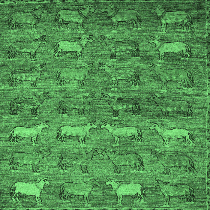 Square Machine Washable Abstract Emerald Green Modern Area Rugs, wshabs4989emgrn