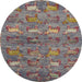 Round Abstract Pink Modern Rug, abs4989