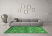 Machine Washable Abstract Emerald Green Modern Area Rugs in a Living Room,, wshabs4989emgrn