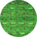 Round Abstract Green Modern Rug, abs4989grn