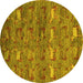 Round Abstract Yellow Modern Rug, abs4989yw