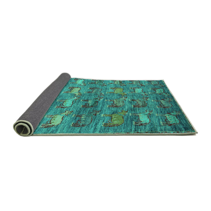 Sideview of Abstract Turquoise Modern Rug, abs4989turq