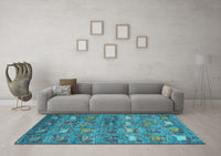 Machine Washable Abstract Light Blue Modern Rug, wshabs4989lblu