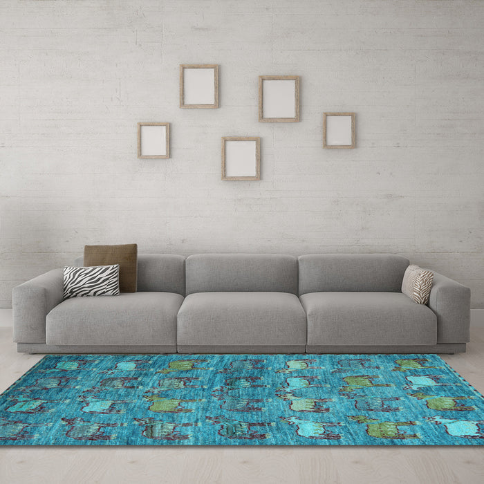 Machine Washable Abstract Light Blue Modern Rug in a Living Room, wshabs4989lblu