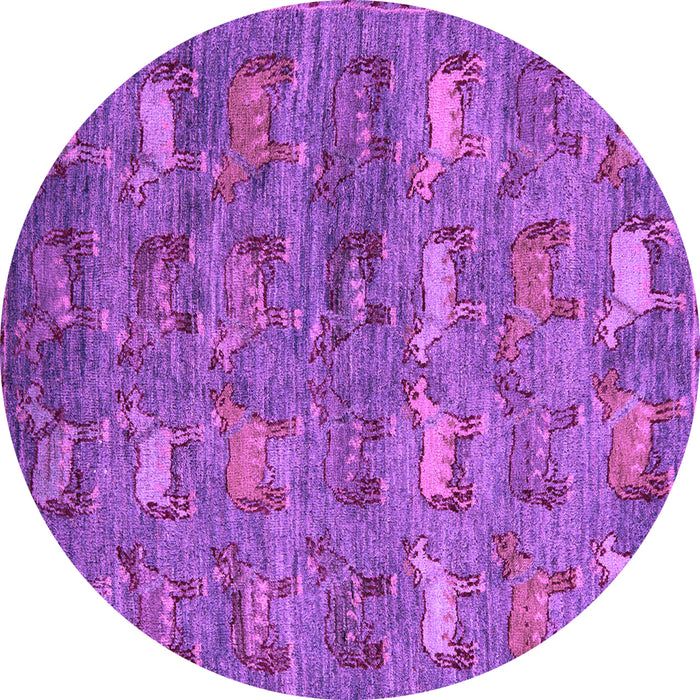 Round Abstract Purple Modern Rug, abs4989pur