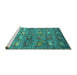 Sideview of Machine Washable Abstract Turquoise Modern Area Rugs, wshabs4989turq