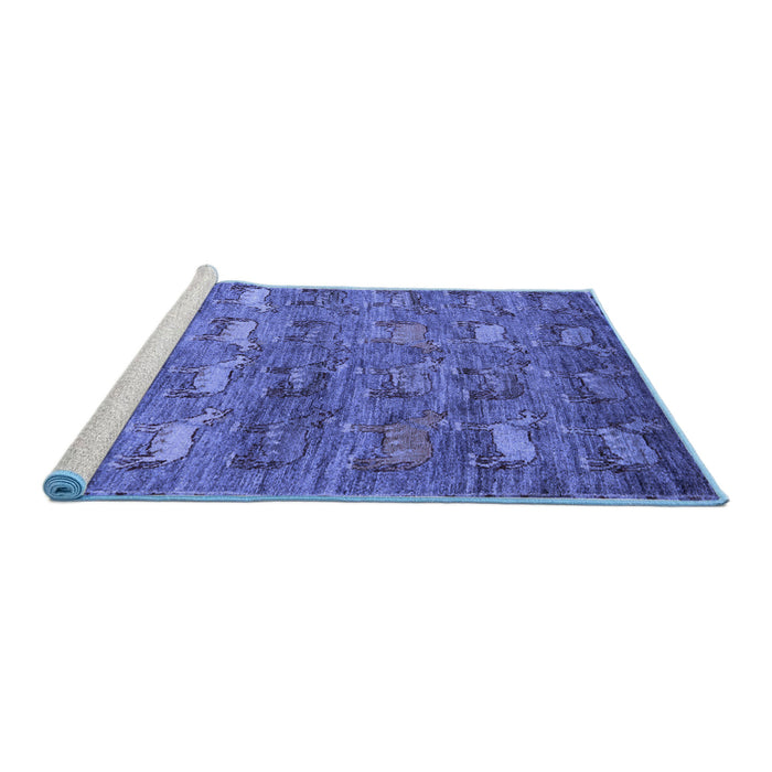 Sideview of Machine Washable Abstract Blue Modern Rug, wshabs4989blu