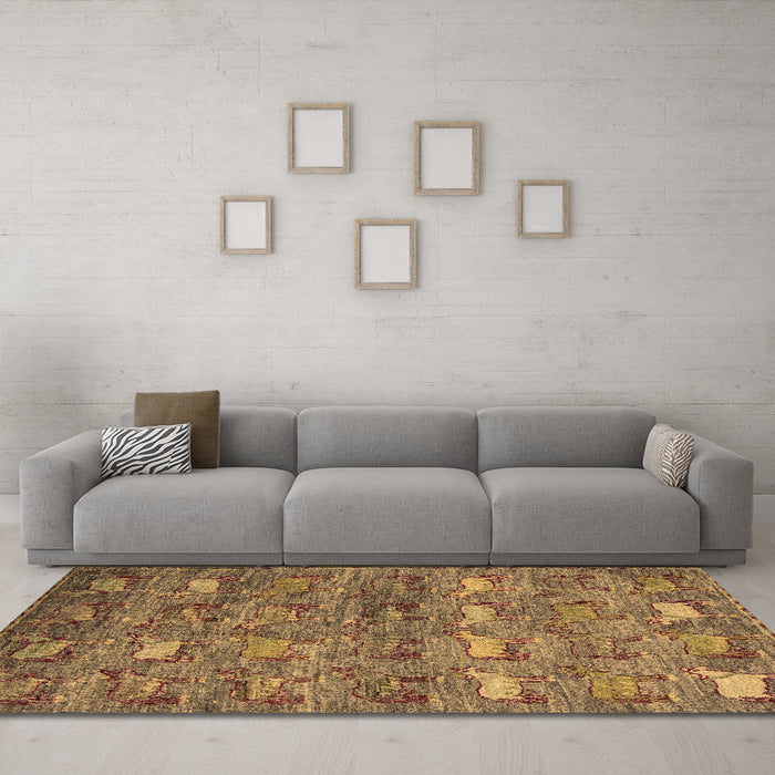 Machine Washable Abstract Brown Modern Rug in a Living Room,, wshabs4989brn