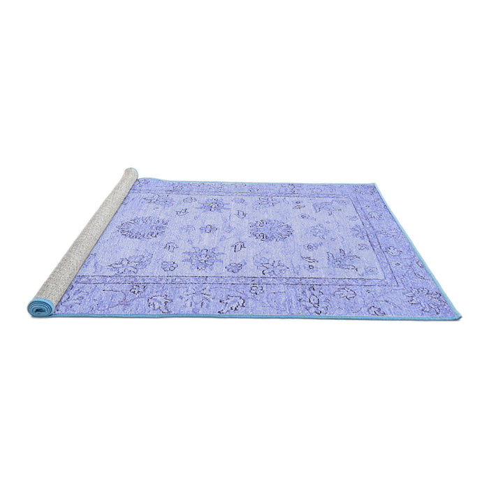 Sideview of Machine Washable Oriental Blue Traditional Rug, wshabs498blu