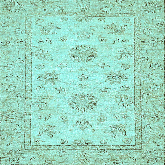 Square Machine Washable Oriental Light Blue Traditional Rug, wshabs498lblu