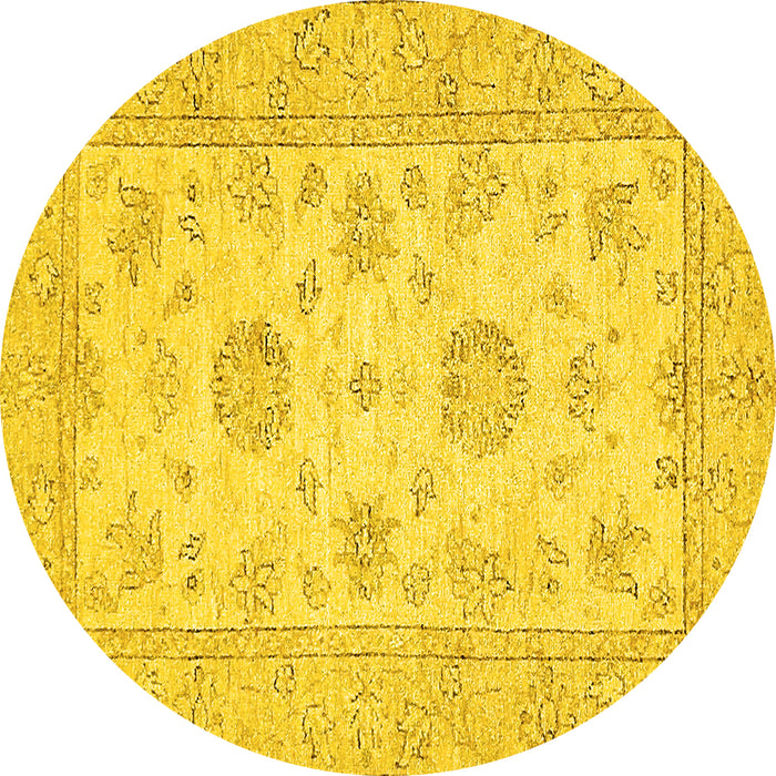 Round Oriental Yellow Traditional Rug, abs498yw