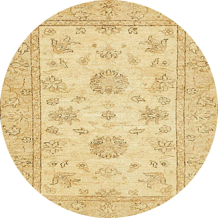 Round Abstract Yellow Oriental Rug, abs498
