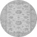 Round Machine Washable Oriental Gray Traditional Rug, wshabs498gry