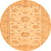 Round Machine Washable Oriental Orange Traditional Area Rugs, wshabs498org