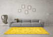 Machine Washable Oriental Yellow Traditional Rug in a Living Room, wshabs498yw