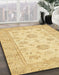 Abstract Yellow Oriental Rug in Family Room, abs498