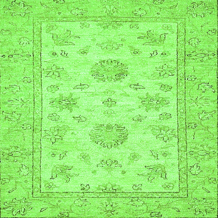 Square Oriental Green Traditional Rug, abs498grn