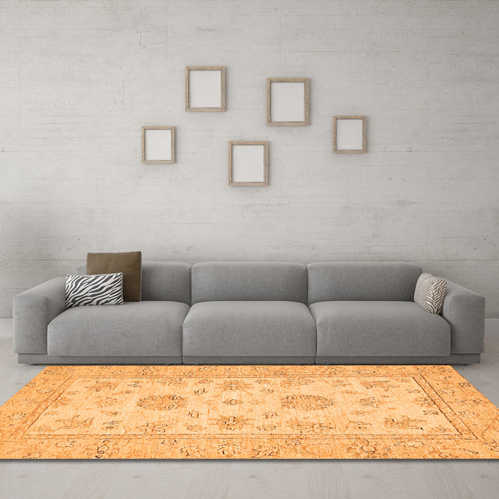Machine Washable Oriental Orange Traditional Area Rugs in a Living Room, wshabs498org