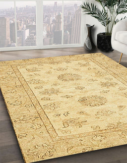 Machine Washable Abstract Yellow Rug in a Family Room, wshabs498