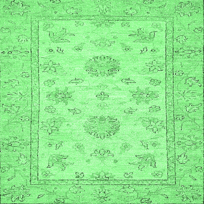 Square Machine Washable Oriental Emerald Green Traditional Area Rugs, wshabs498emgrn