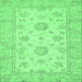 Square Machine Washable Oriental Emerald Green Traditional Area Rugs, wshabs498emgrn