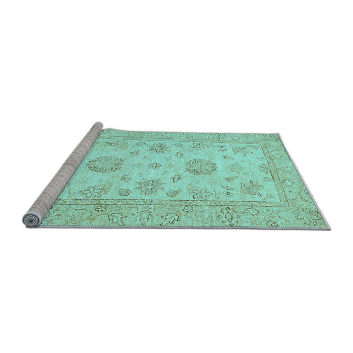Sideview of Machine Washable Oriental Light Blue Traditional Rug, wshabs498lblu