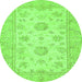 Round Oriental Green Traditional Rug, abs498grn