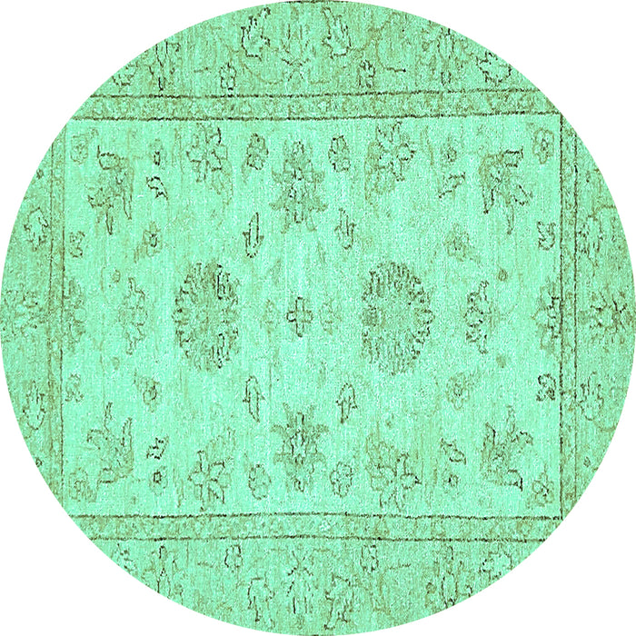 Round Oriental Turquoise Traditional Rug, abs498turq