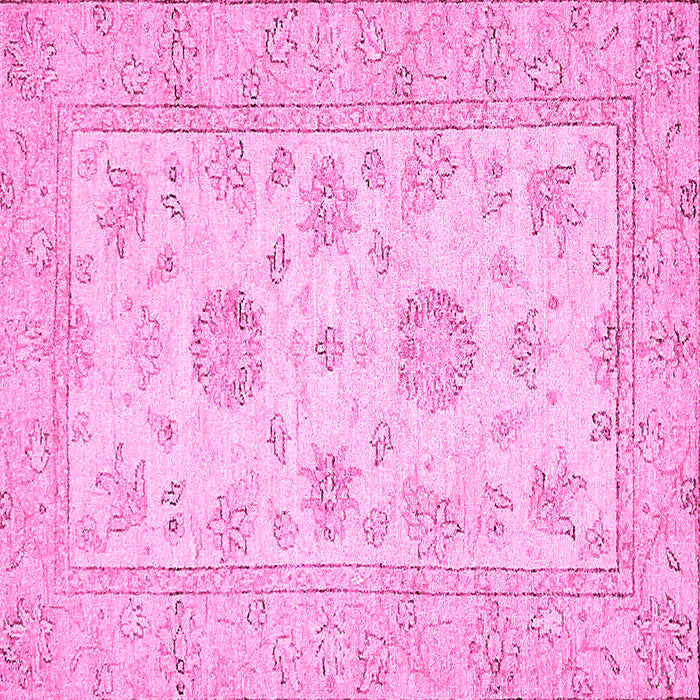 Square Machine Washable Oriental Pink Traditional Rug, wshabs498pnk
