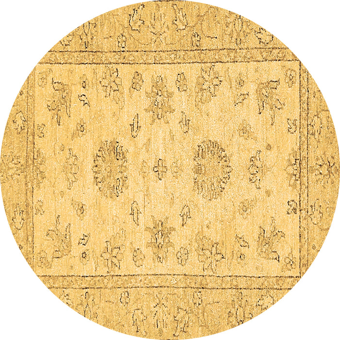 Round Oriental Brown Traditional Rug, abs498brn