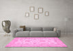 Machine Washable Oriental Pink Traditional Rug in a Living Room, wshabs498pnk