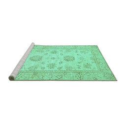 Sideview of Machine Washable Oriental Turquoise Traditional Area Rugs, wshabs498turq