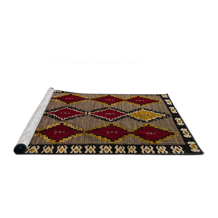 Sideview of Machine Washable Abstract Night Red Rug, wshabs4990