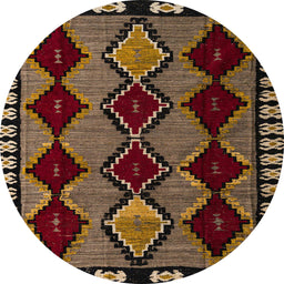 Round Abstract Red Modern Rug, abs4990