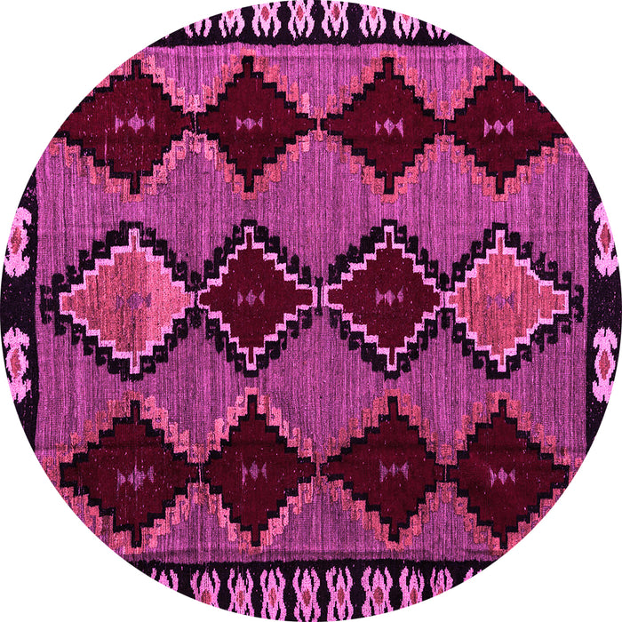 Round Abstract Pink Modern Rug, abs4990pnk