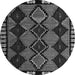 Round Machine Washable Abstract Gray Modern Rug, wshabs4990gry